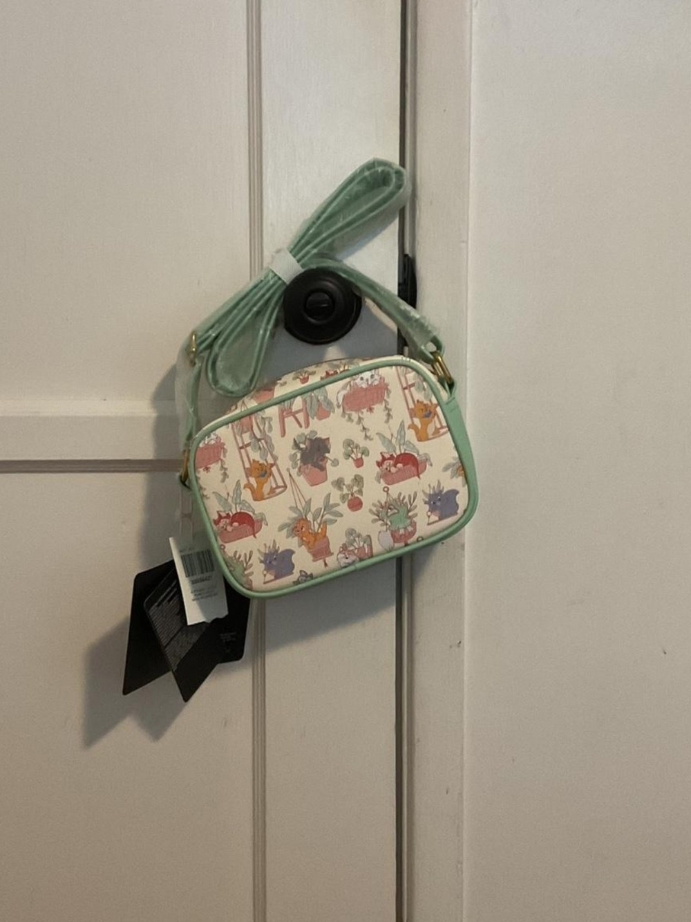 Loungefly Mint Green and Cream Cats And Plants Crossbody Bag